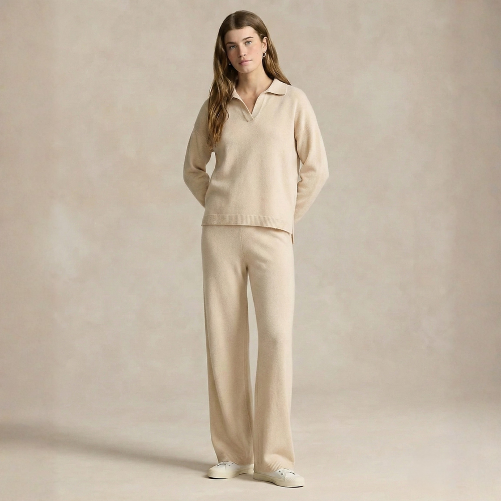 Cozy Knit Set Polo Collar