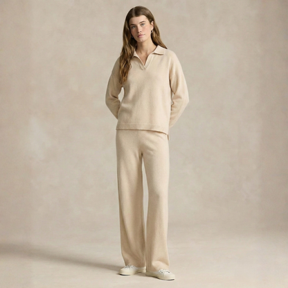 Cozy Knit Set Polo Collar