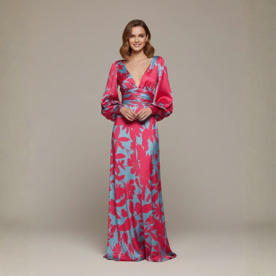 Floral V Neck Maxi Dress