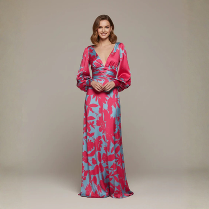 Floral V Neck Maxi Dress