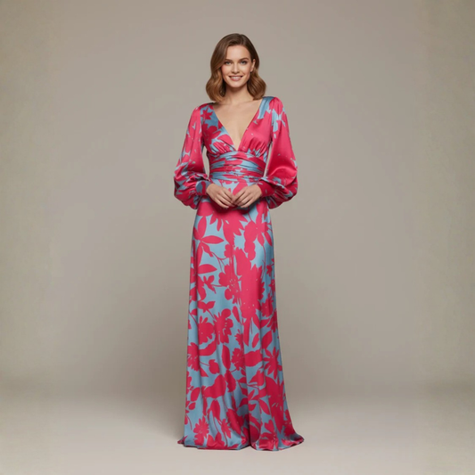 Floral V Neck Maxi Dress