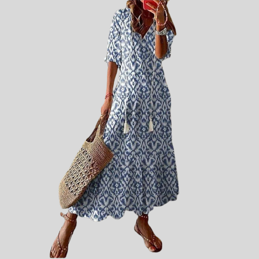 Boho Maxi Dress V Neck