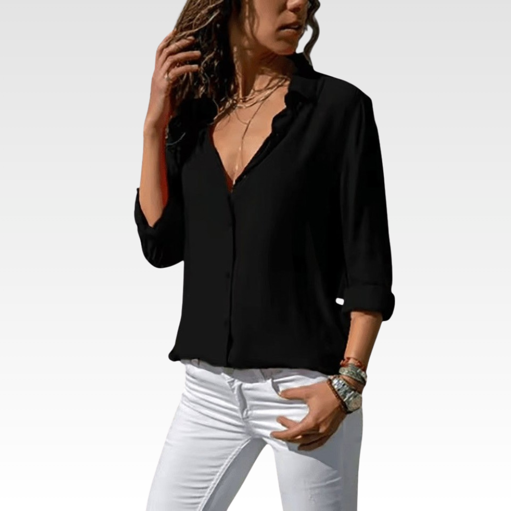 Airy Chiffon Blouse V Neck