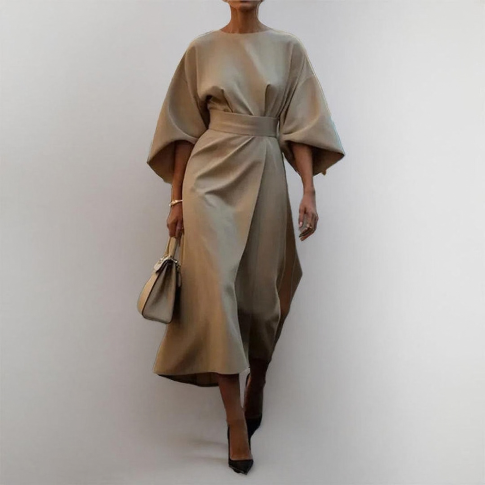 Graceful Belted Batwing Maxi Dress