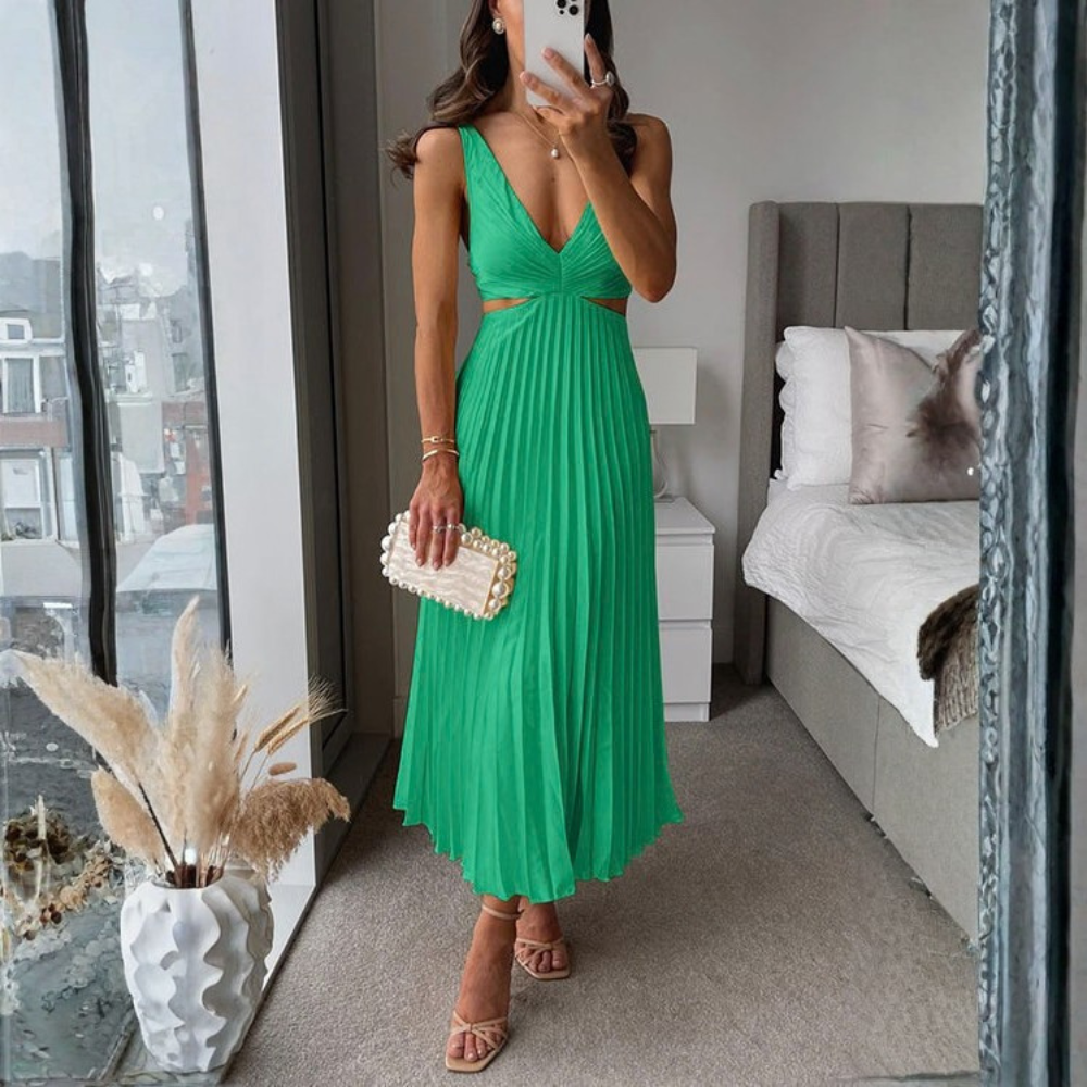 Graceful Midi Dress Twist Front