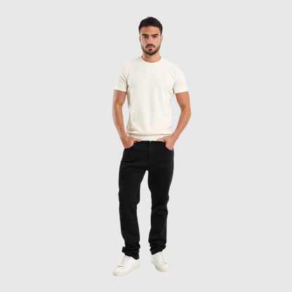 Textured Crew Neck Casual T-Shirt