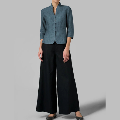 Sleek Blouse Stand Collar