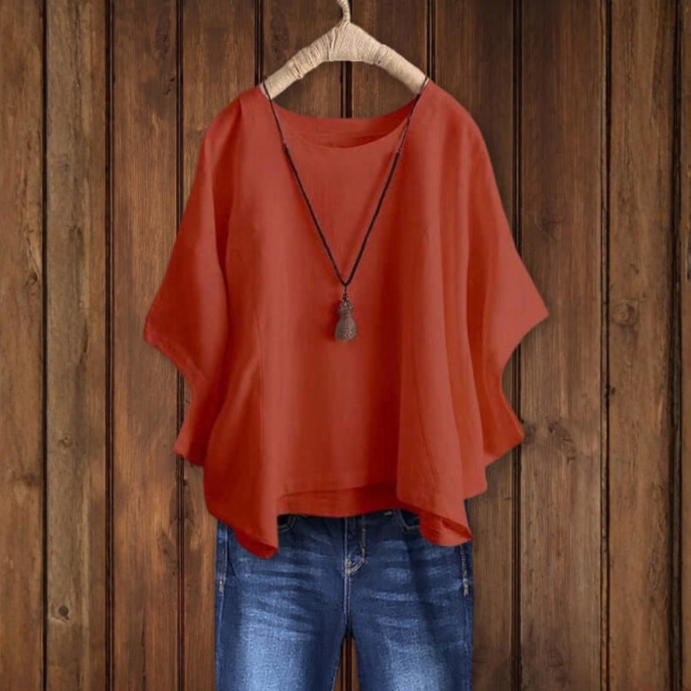 Airy Linen Dolman Sleeve Tunic