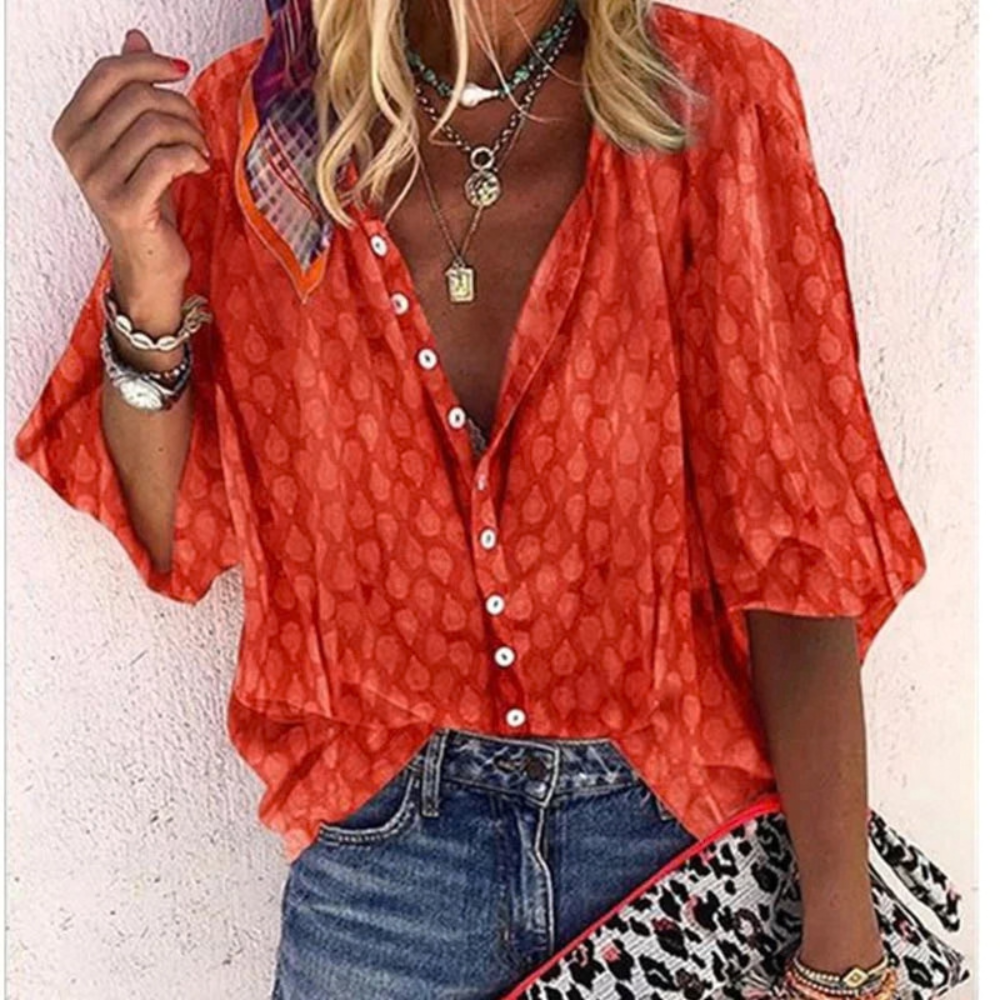 Playful Printed Button Down Blouse