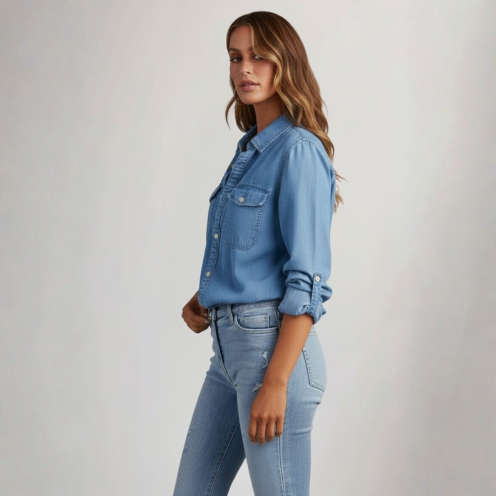 Structured Denim Shirt Button Front