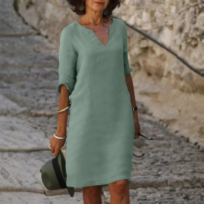 Relaxed V Neck Midi Dress