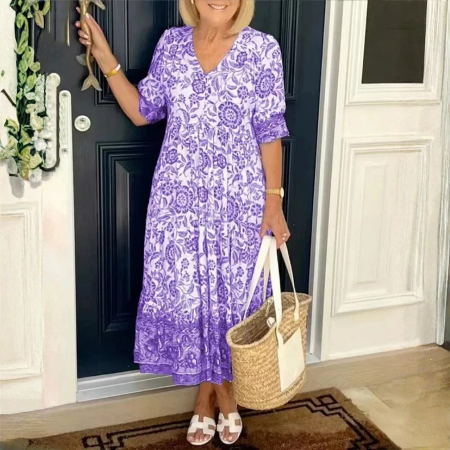 Floral Maxi Dress V Neck