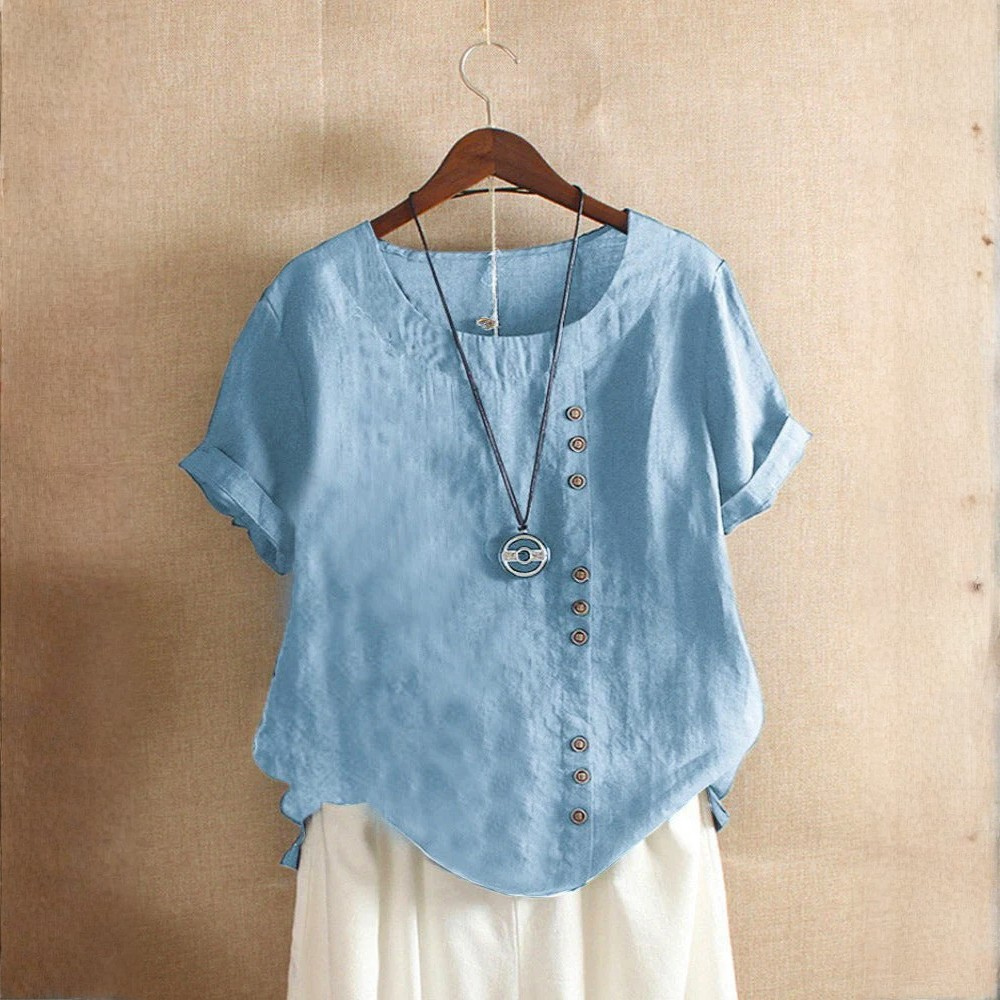 Effortless Cotton Blouse Round Neck