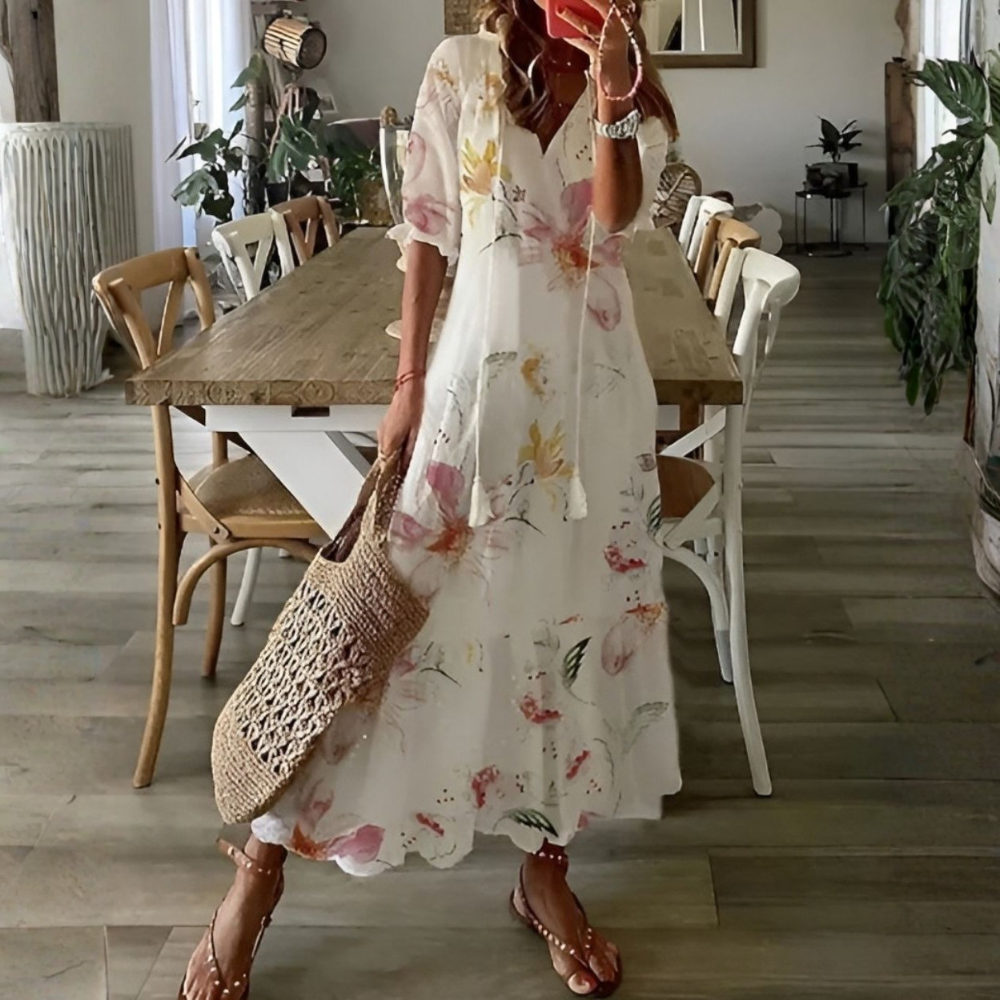 Boho Flowy Maxi Dress Tassel