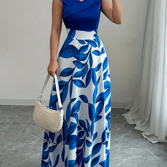 Blue Floral A Line Maxi Dress