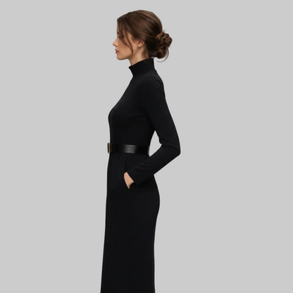 Polished Belted Midi Dress