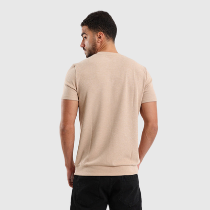 Textured Crew Neck Casual T-Shirt