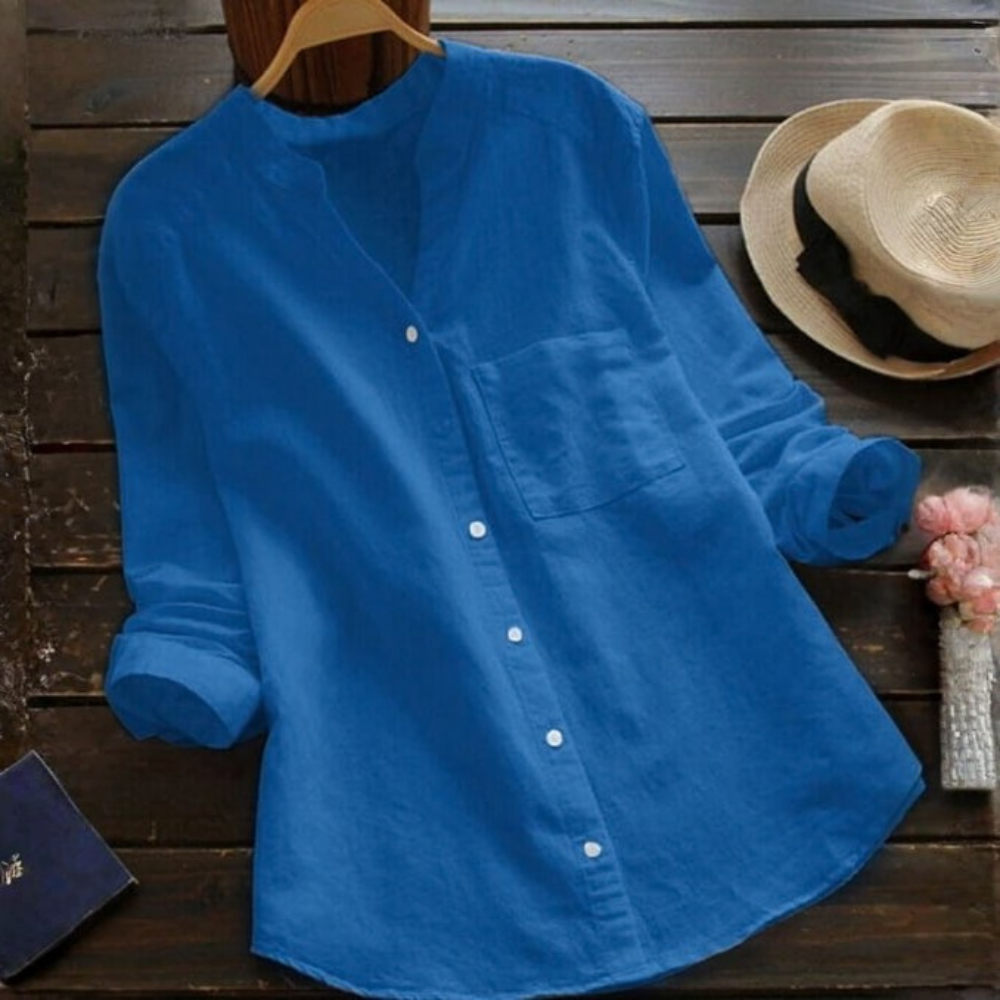 Relaxed Cotton Blouse Button Front