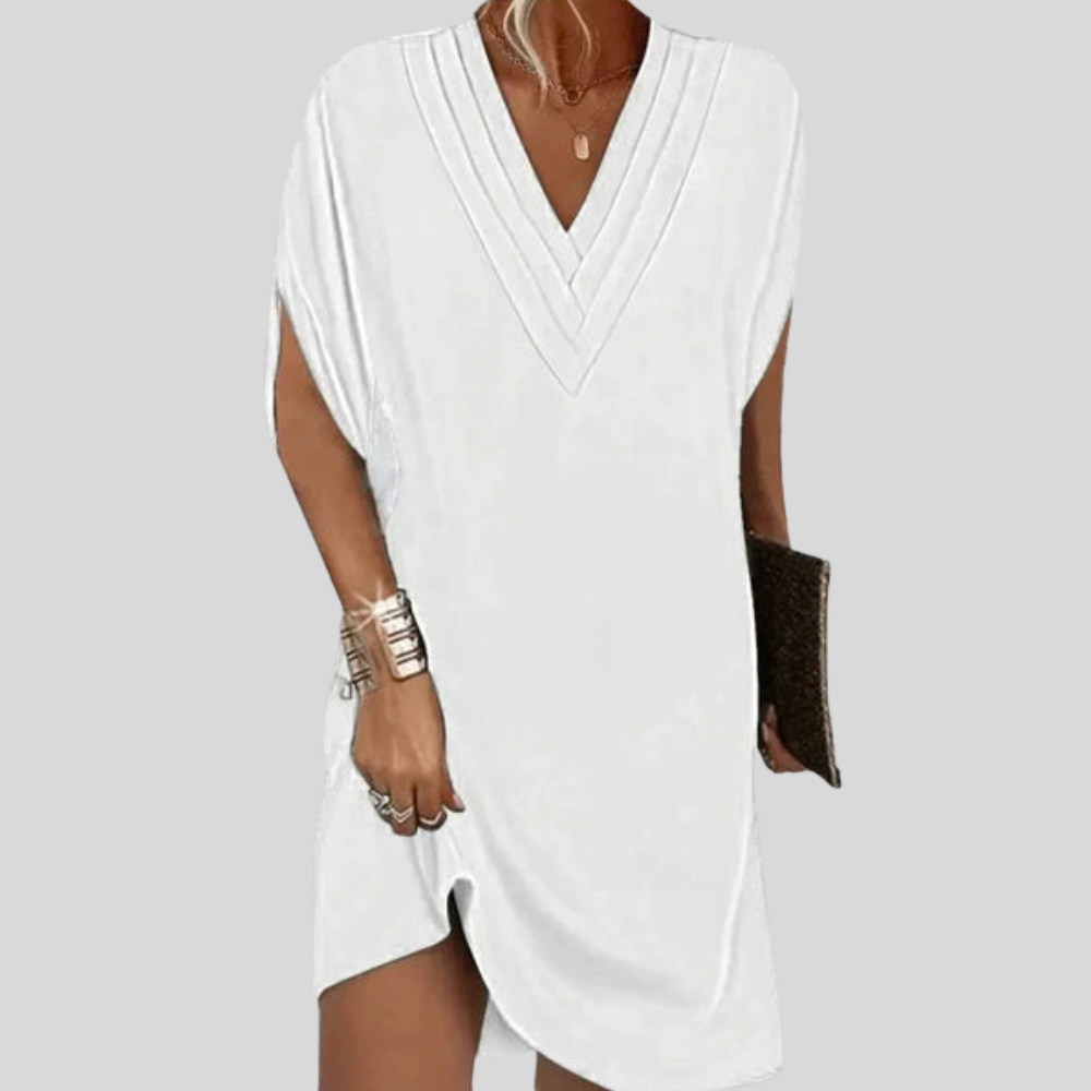 Effortless V Neck Shift Dress