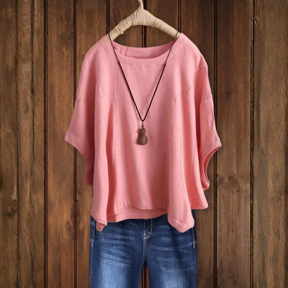 Airy Linen Dolman Sleeve Tunic