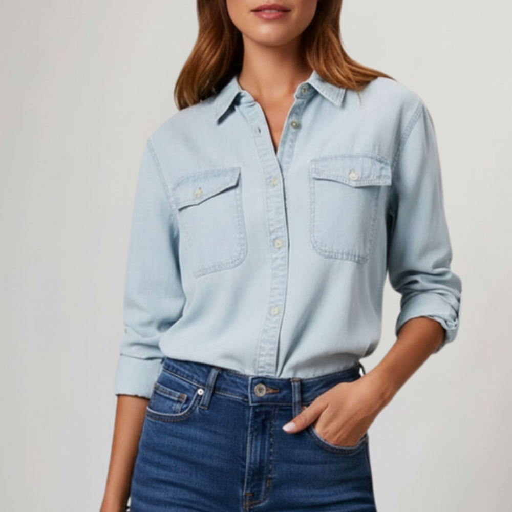 Structured Denim Shirt Button Front