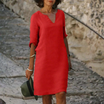 Relaxed V Neck Midi Dress