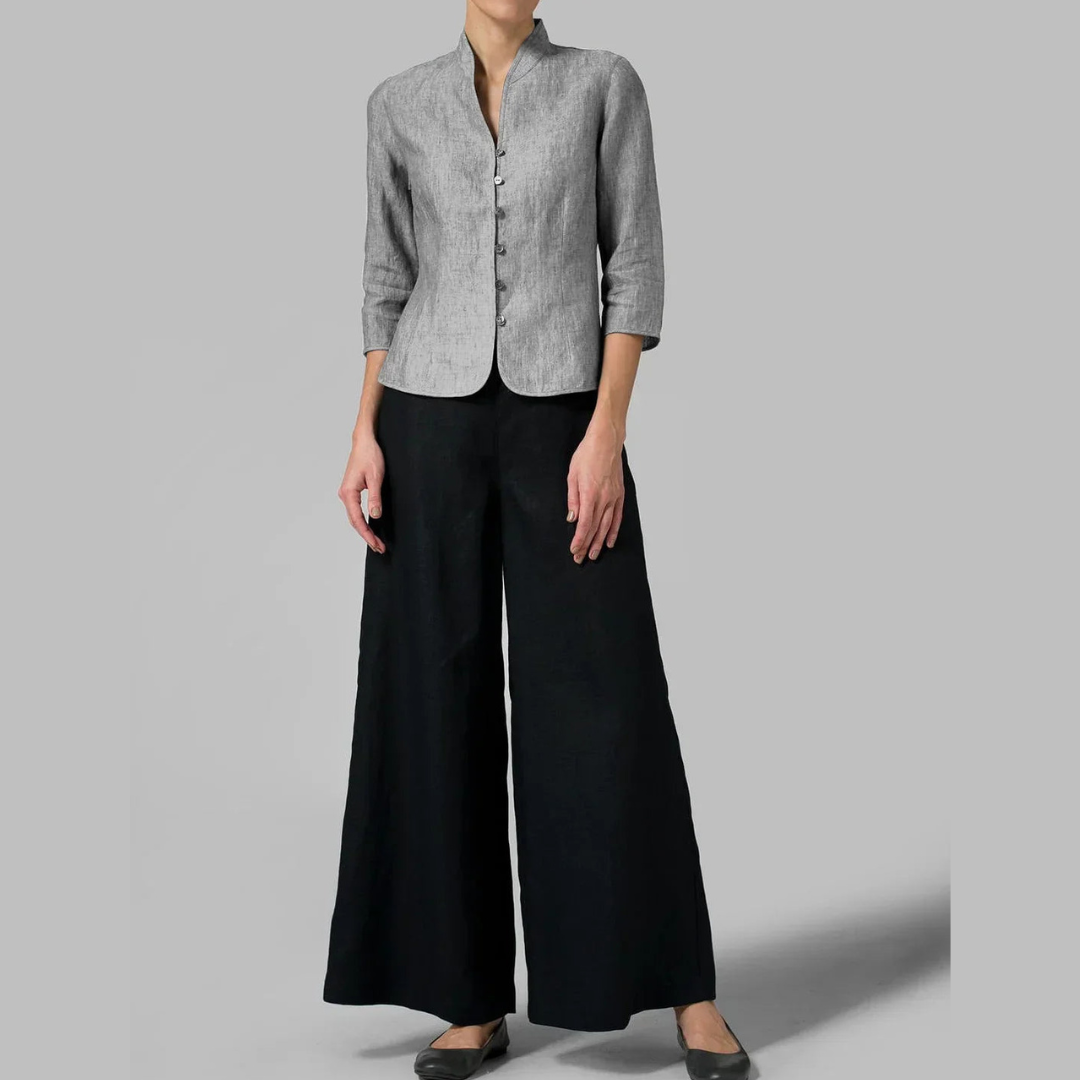 Sleek Blouse Stand Collar