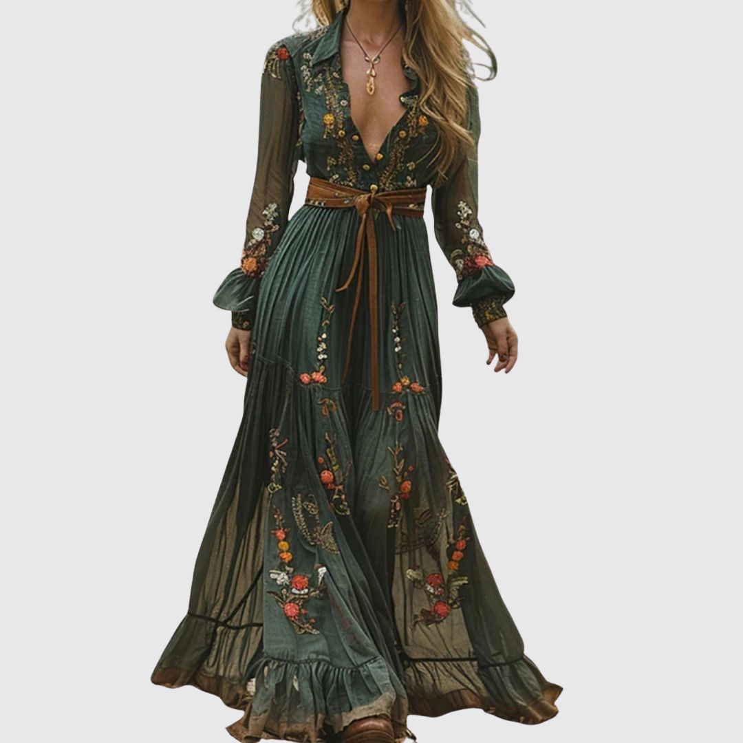 Romantic Embroidered Maxi Dress