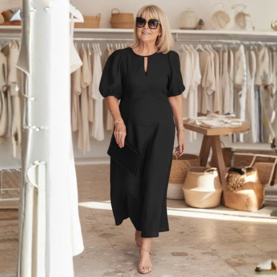 Romantic Midi Dress Puff Sleeve