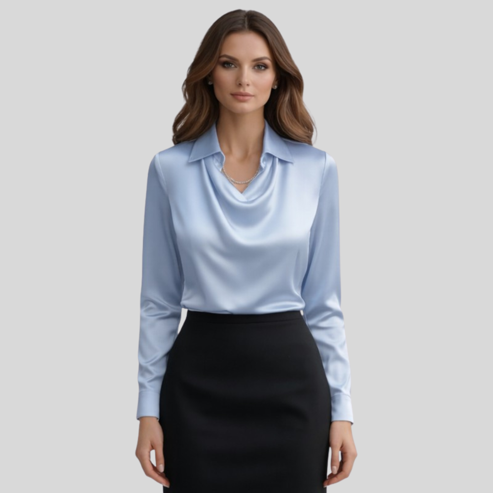 Silky Draped Neck Blouse