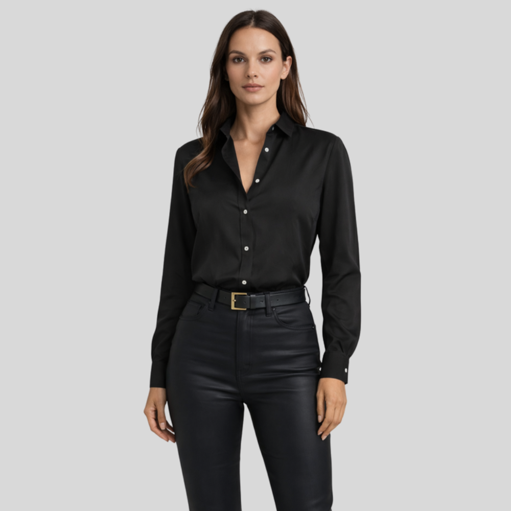 Relaxed Silk Blouse V Neck