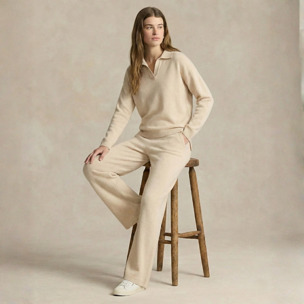 Cozy Knit Set Polo Collar