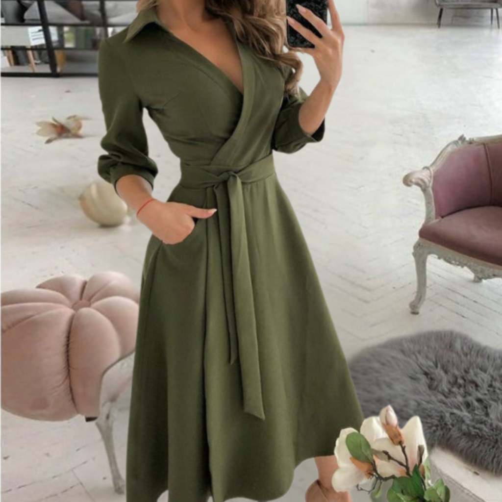 Graceful Tied Waist Midi Dress