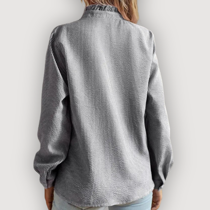 Chic Vertical Stripe Ruffle Blouse