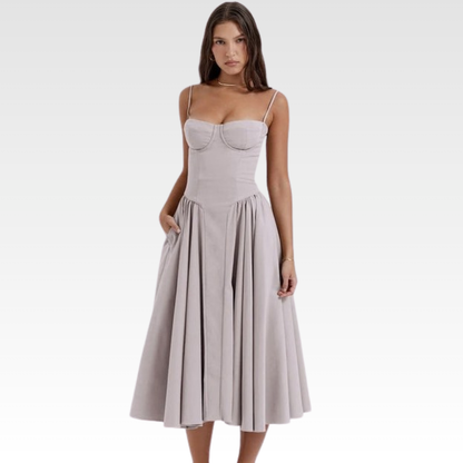 Sculpted Midi Dress Open Back