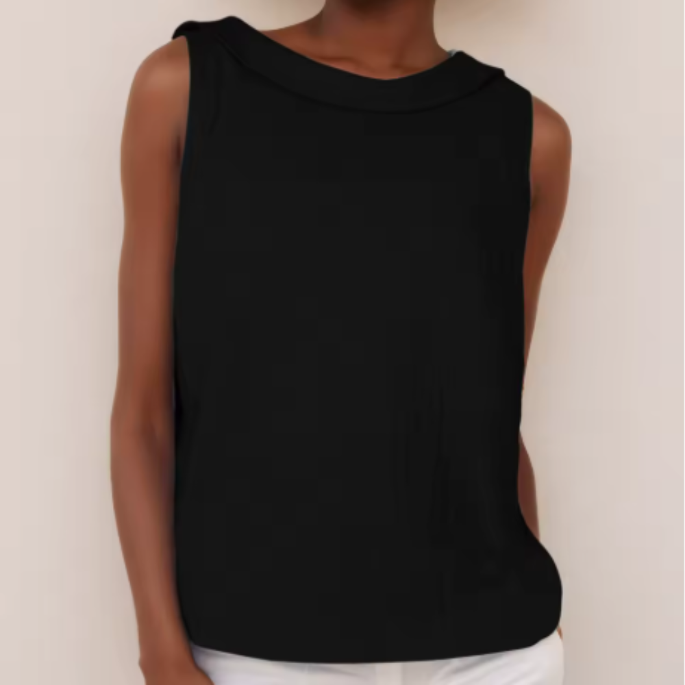 Lightweight Sleeveless Top Rolled Collar