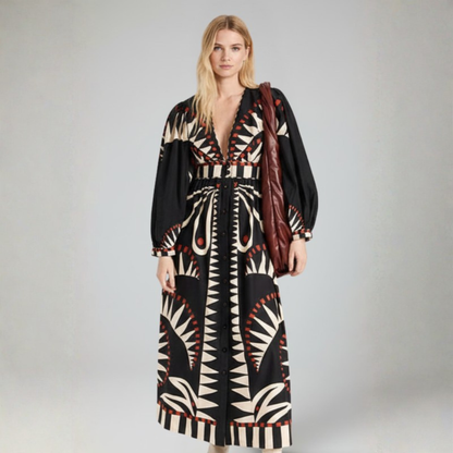 Graceful V Neck Maxi Dress