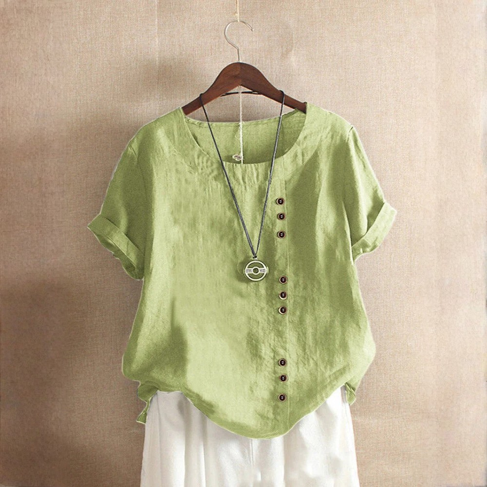 Effortless Cotton Blouse Round Neck