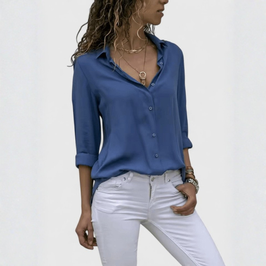 Airy Chiffon Blouse V Neck