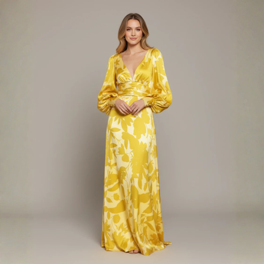 Floral V Neck Maxi Dress