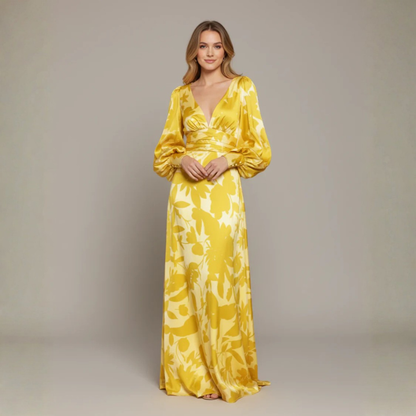 Floral V Neck Maxi Dress