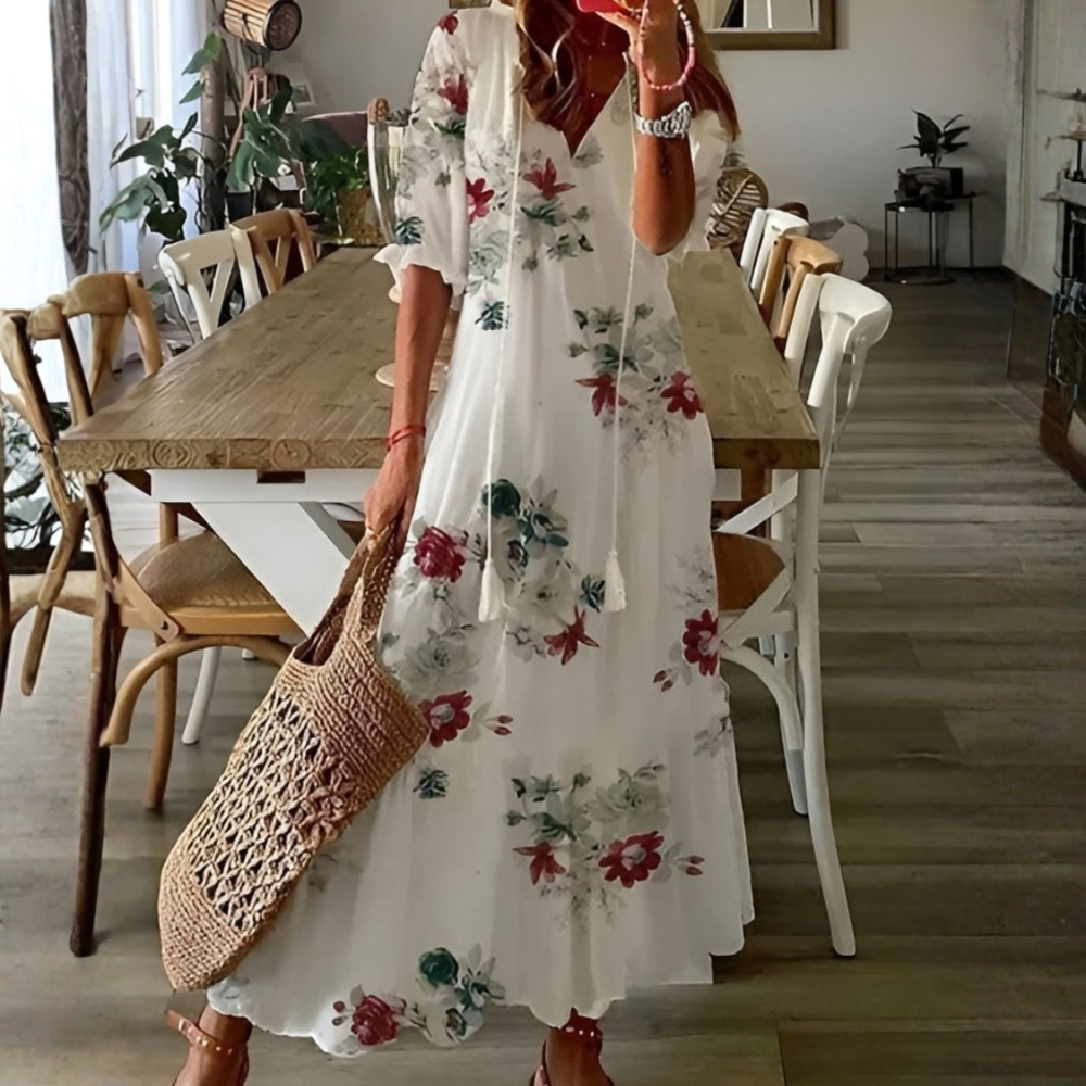 Boho Flowy Maxi Dress Tassel