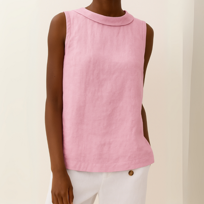 Lightweight Sleeveless Top Rolled Collar