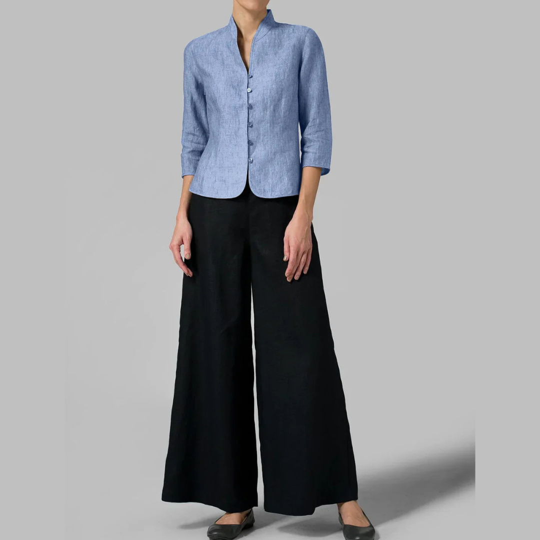 Sleek Blouse Stand Collar