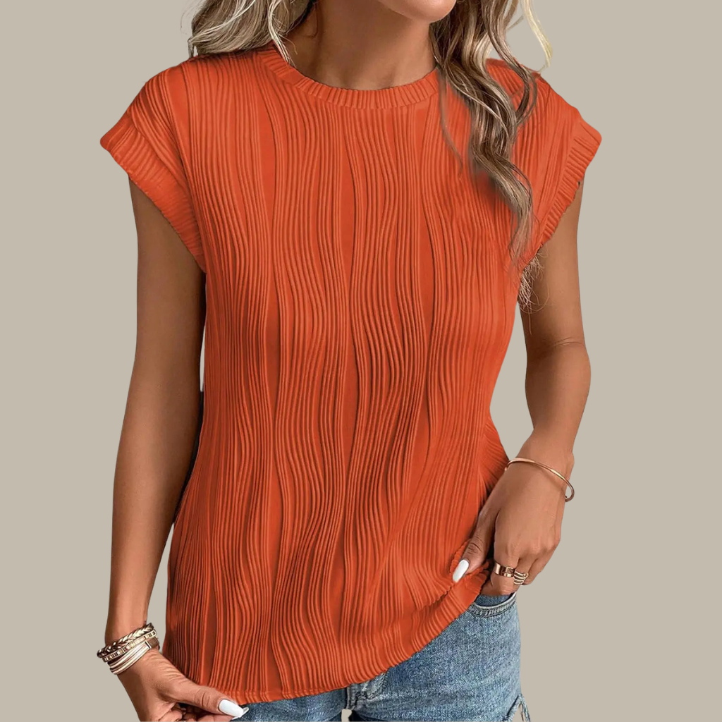 Breathable Pleated Crewneck Shirt