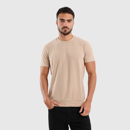 Textured Crew Neck Casual T-Shirt
