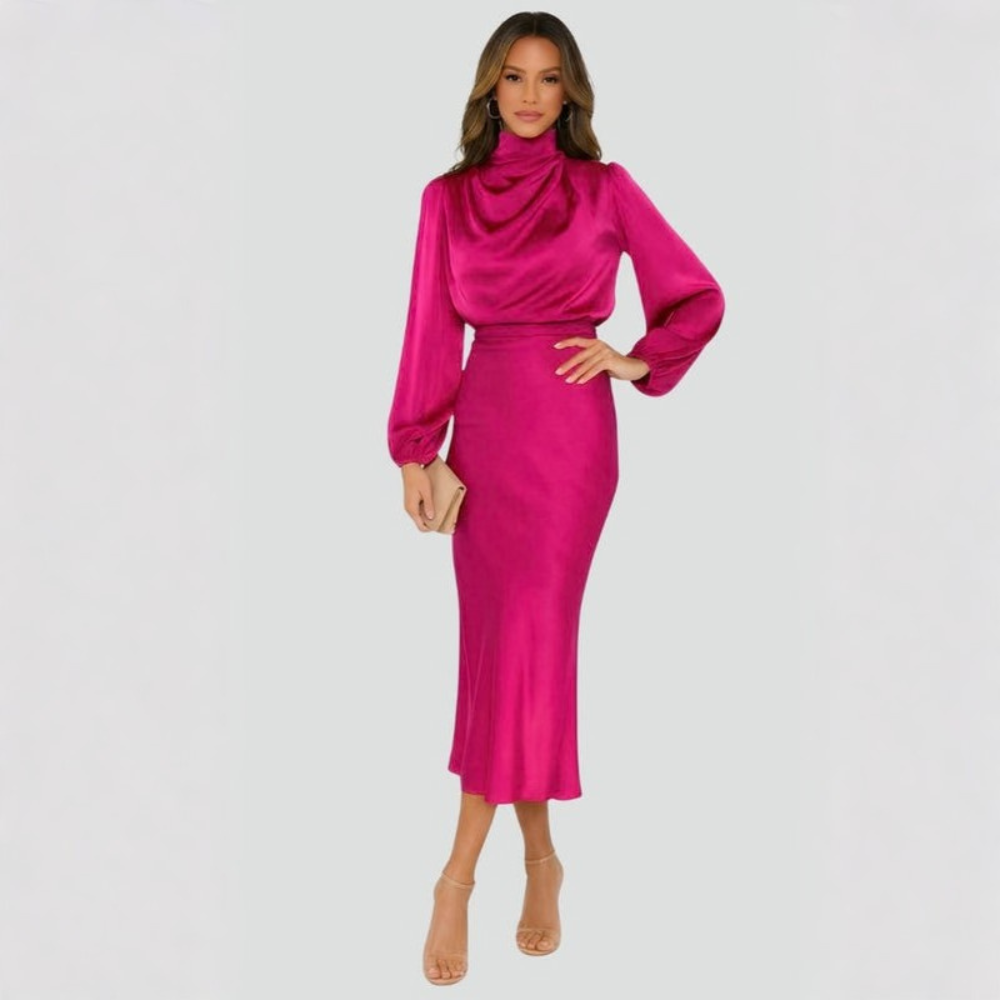 Graceful Midi Dress Long Sleeve