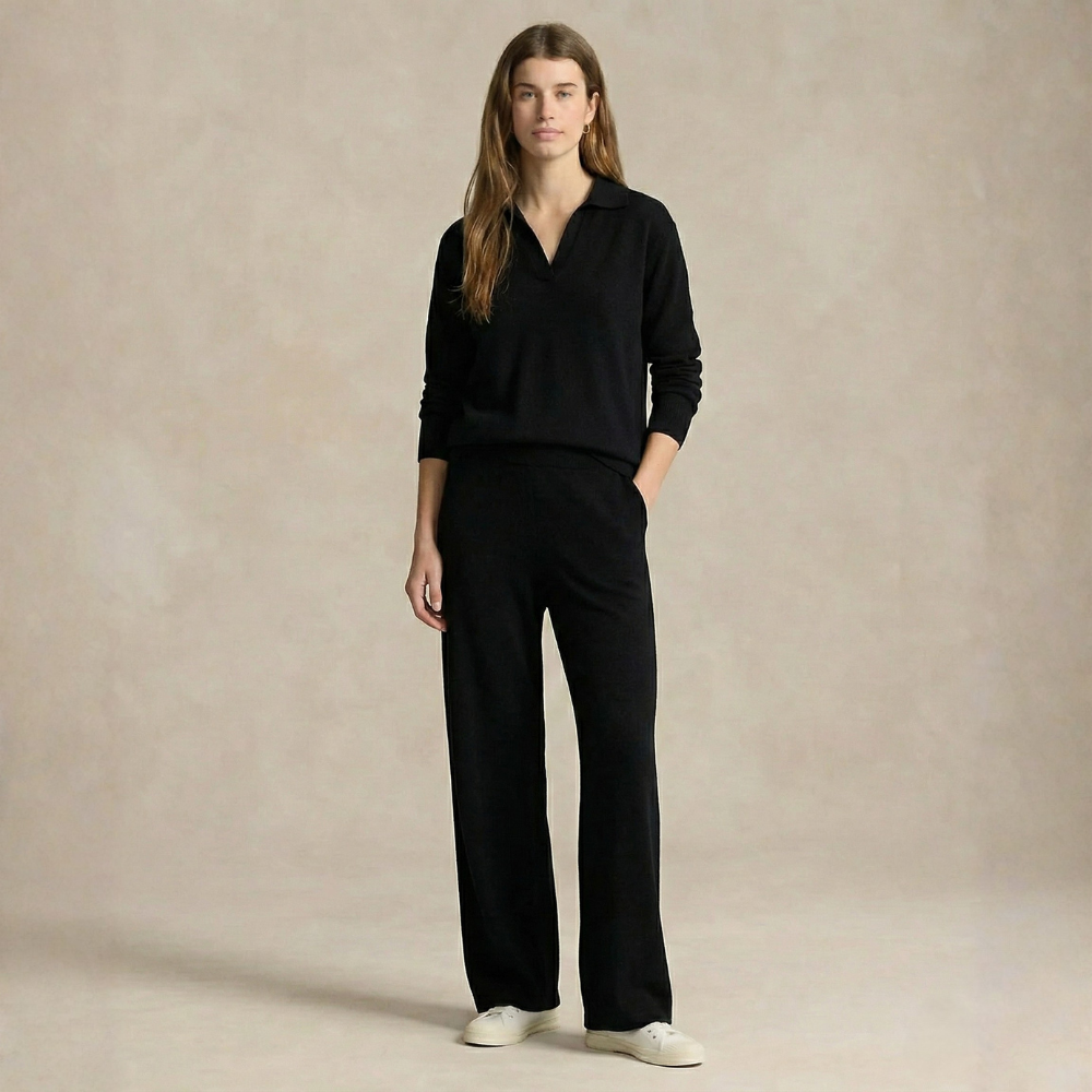 Cozy Knit Set Polo Collar