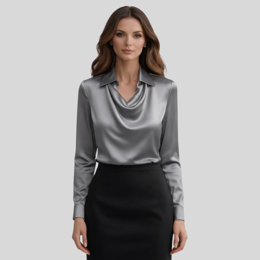 Silky Draped Neck Blouse