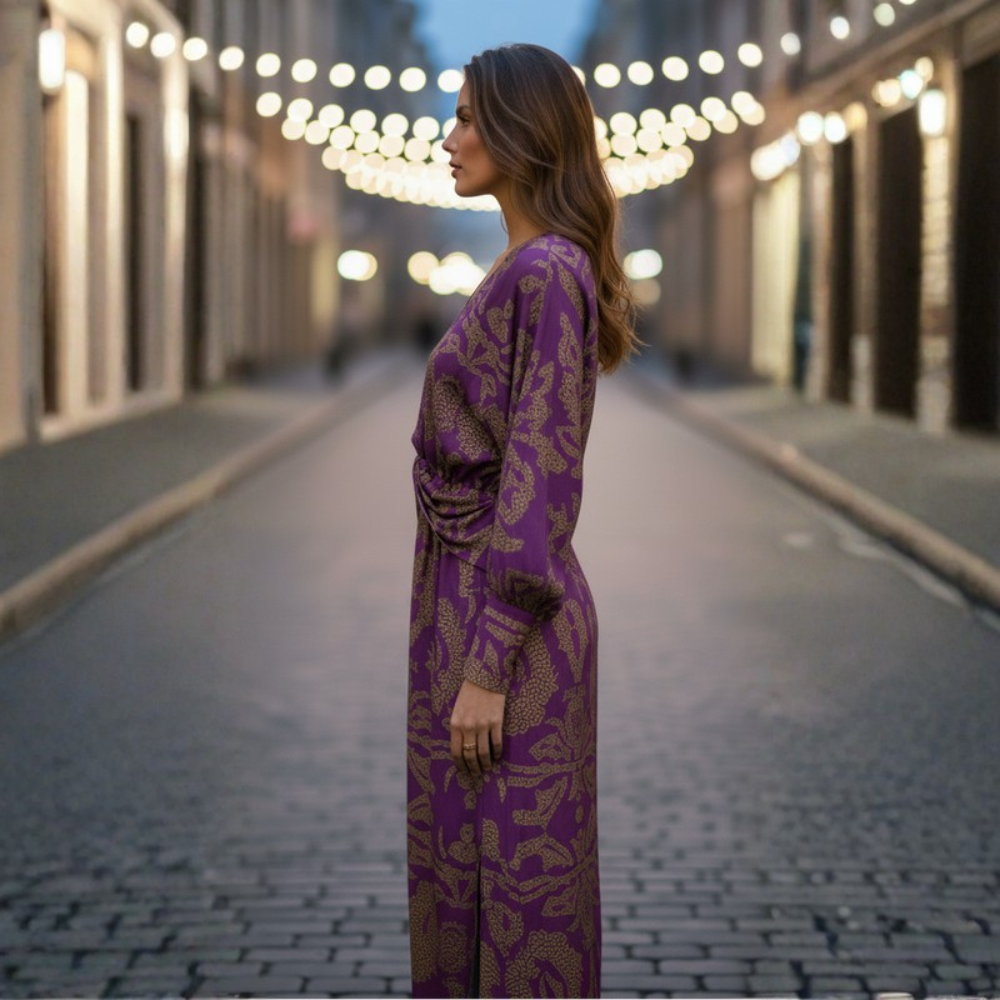 Graceful Midi Dress V Neck